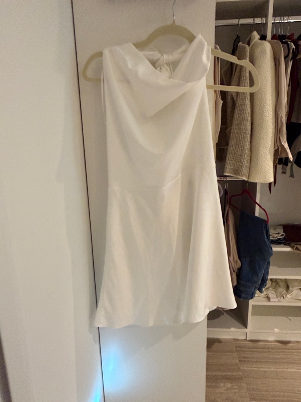 Abercrombie & Fitch White Strapless Cowl-Neck Dress